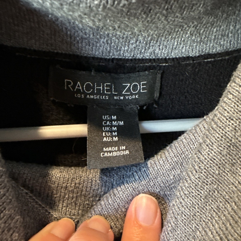 Rachel Zoe Grey Black Tunic Cowl Neck Sweater womens Medium - Picture 3 of 5